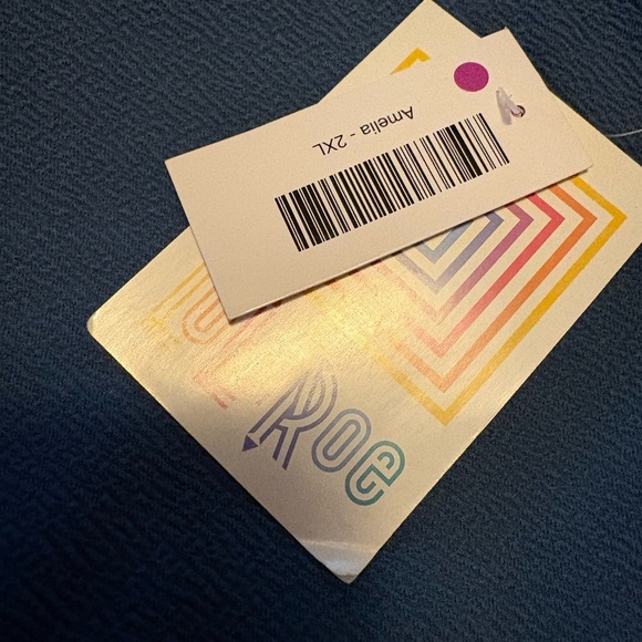 Lularoe 2XL Amelia NWT Blue Top Orange Bottom Dress w/ Pockets - Picture 6 of 7